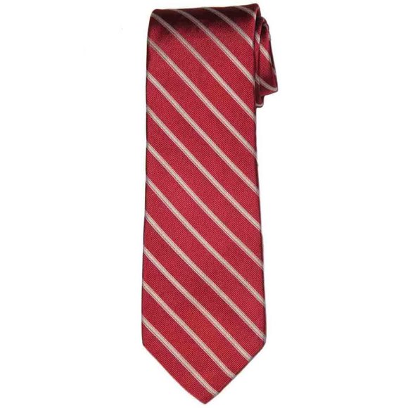 Hart Schaffner Marx Silk Tie Red White Striped Men's Long - Picture 1 of 1